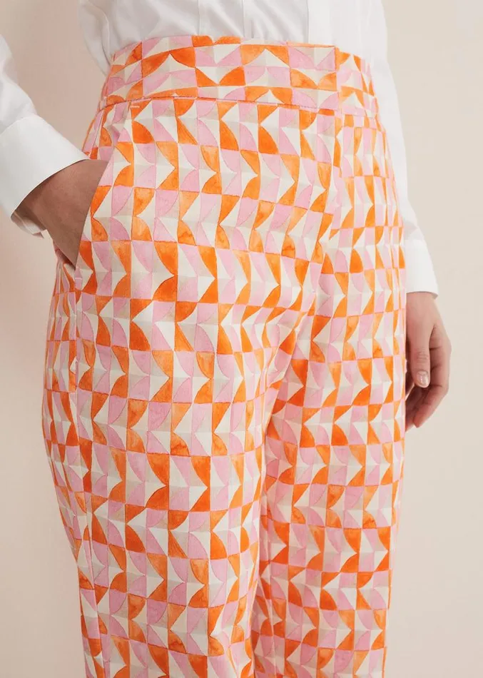 Elysia Geo Cigarette Trousers Pinkorange Women Phase Eight Trousers