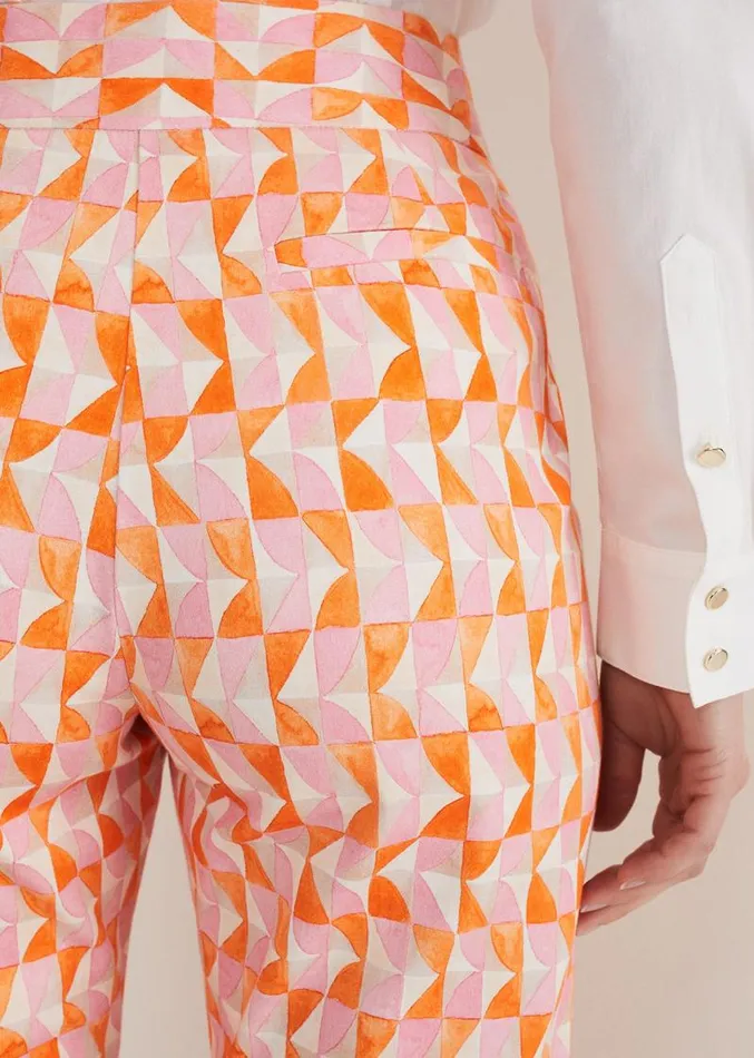 Elysia Geo Cigarette Trousers Pinkorange Women Phase Eight Trousers