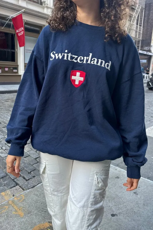 Erica Switzerland Sweatshirt Classic Navy Women Brandy Melville Sweatpants and Sweatshirts
