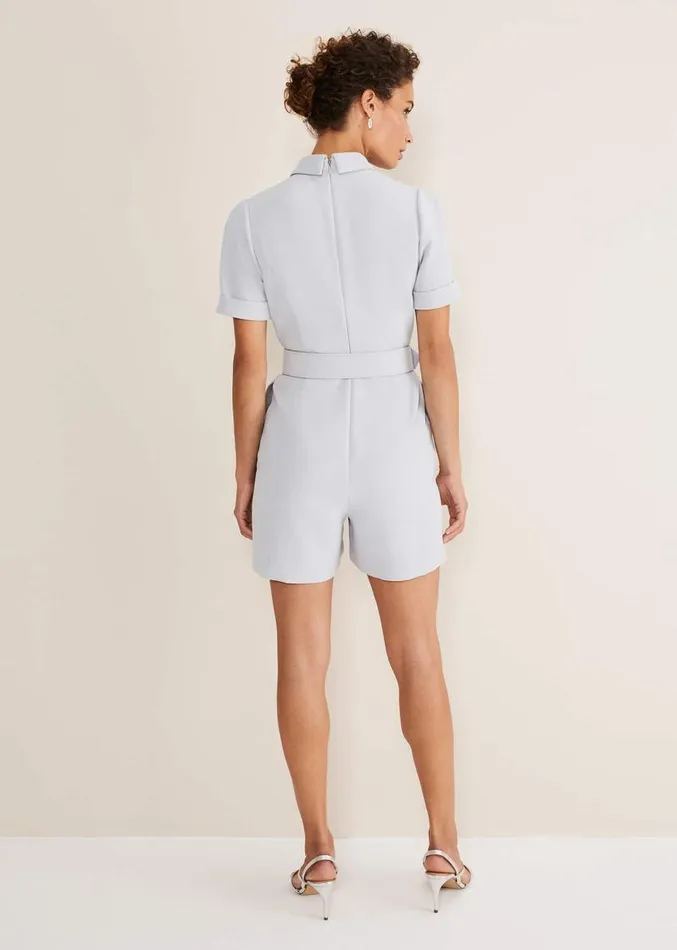 Etta Embelished Collar Playsuit Pale Blue Women Phase Eight Dresses
