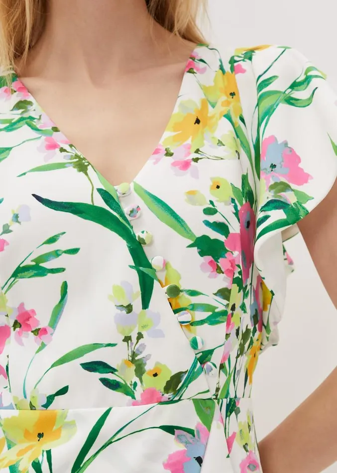 Evelin Printed Frill Hem Dress Ivorymulti Women Phase Eight Dresses