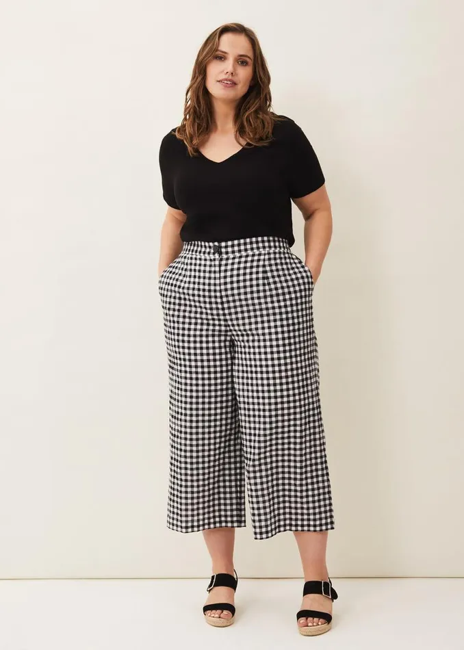 Fae Gingham Culotte Blackwhite Women Phase Eight Trousers