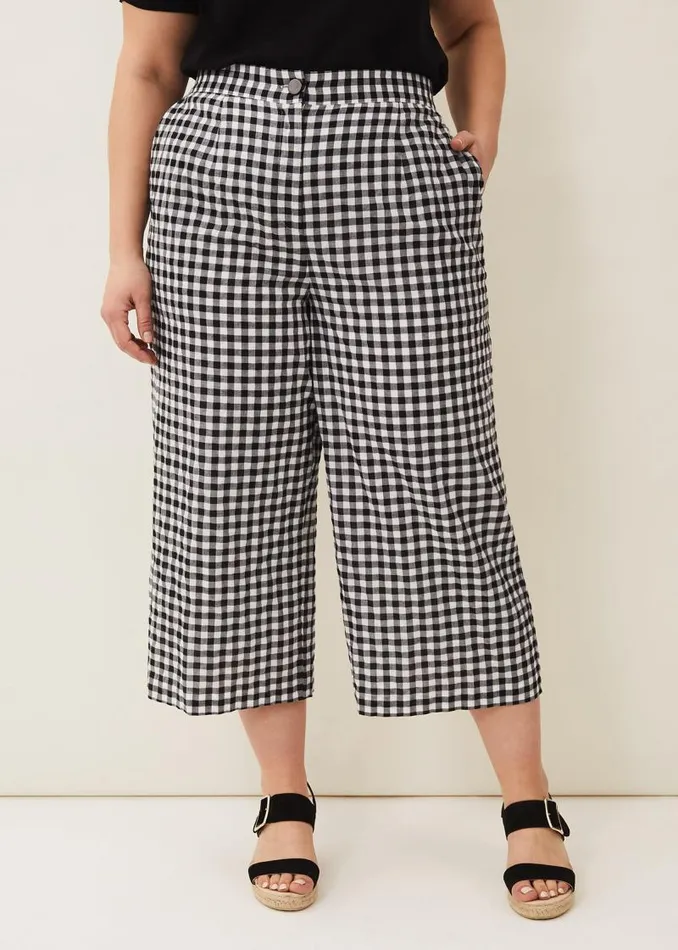 Fae Gingham Culotte Blackwhite Women Phase Eight Trousers