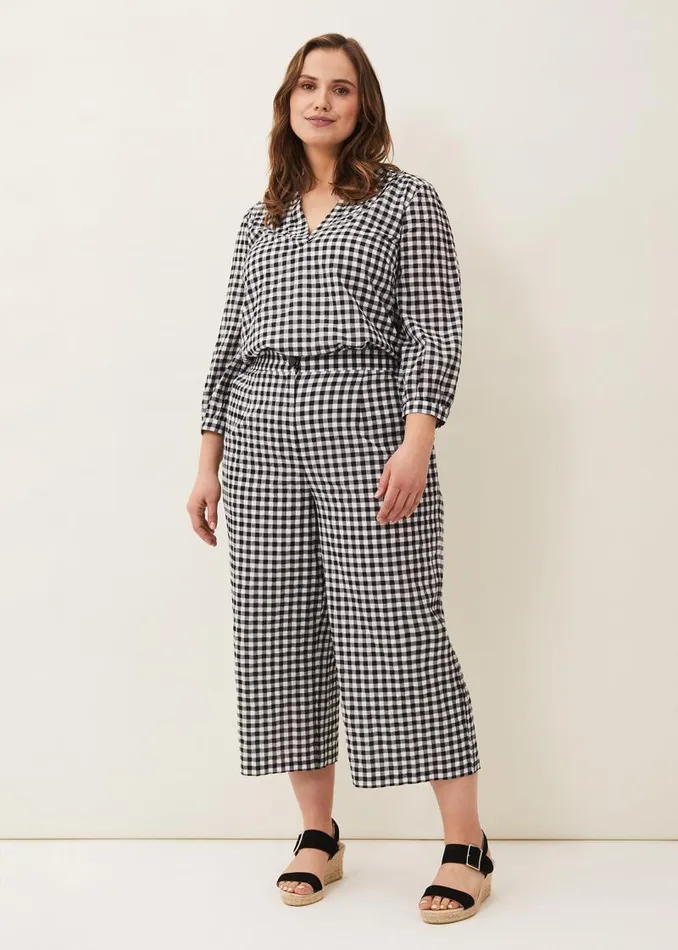 Fae Gingham Culotte Blackwhite Women Phase Eight Trousers