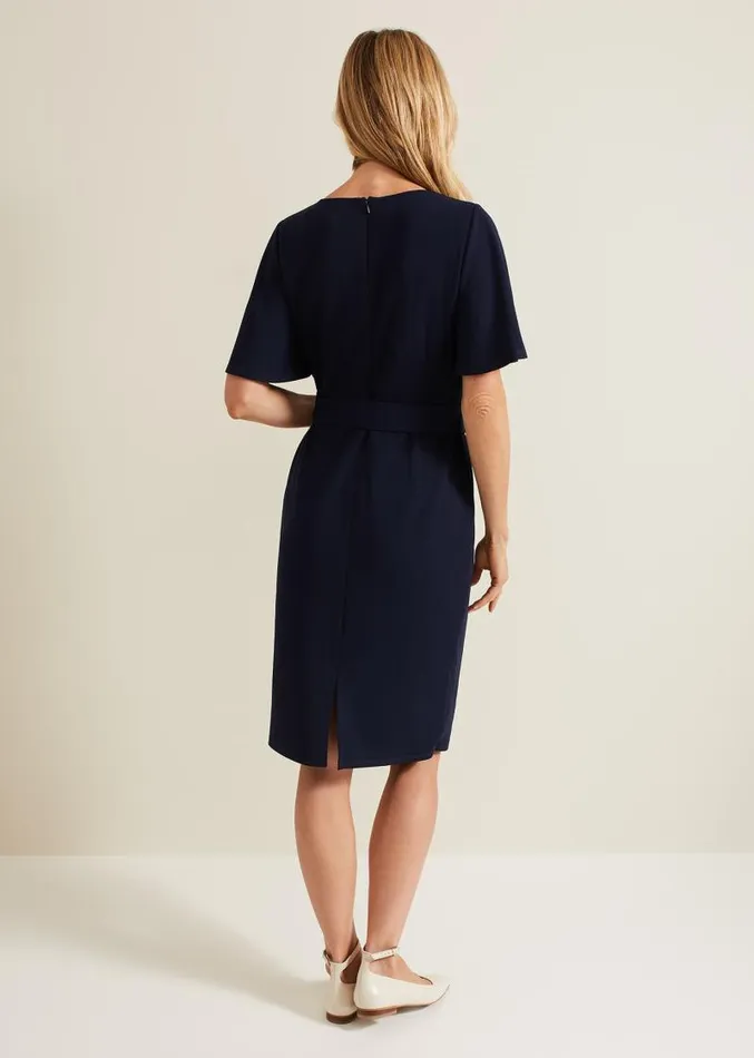 Fanella Belted Jersey Dress Navy Women Phase Eight Dresses