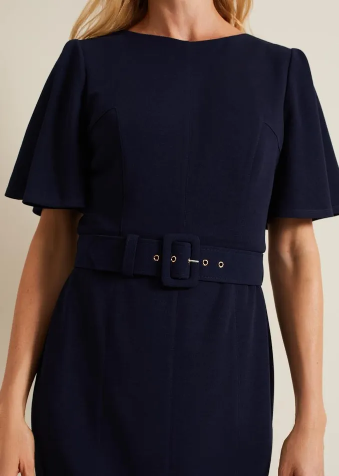 Fanella Belted Jersey Dress Navy Women Phase Eight Dresses