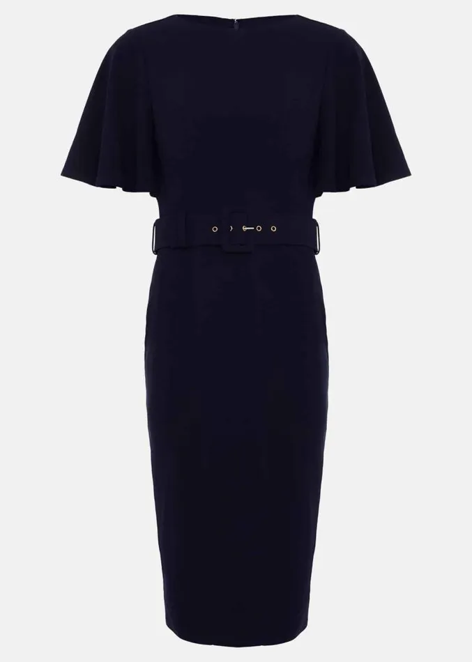 Fanella Belted Jersey Dress Navy Women Phase Eight Dresses