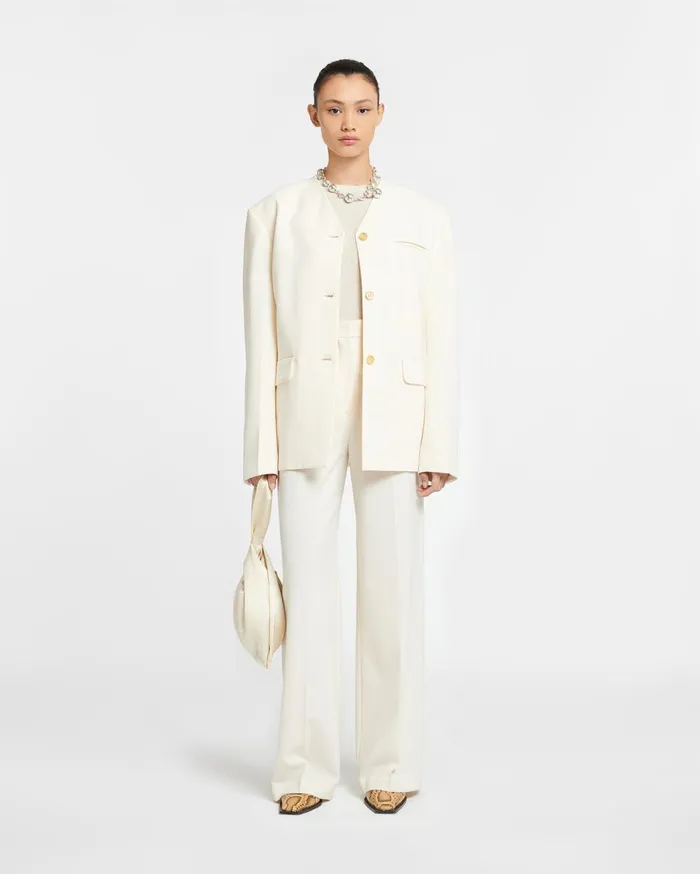 Fem Belted Cady Blazer Creme Women Nanushka Tops