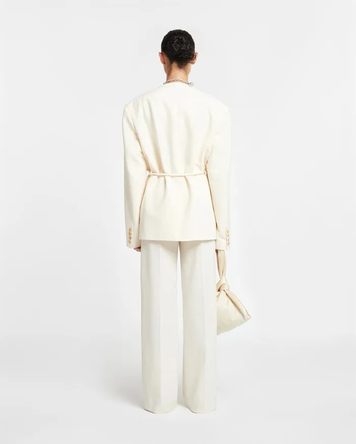 Fem Belted Cady Blazer Creme Women Nanushka Tops