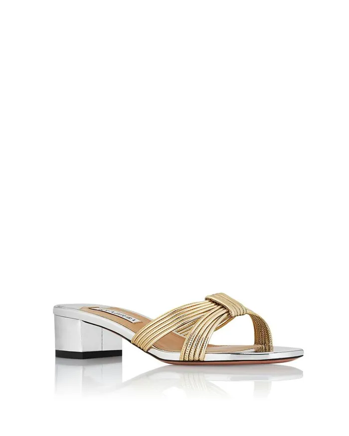 Film Sandal 35 Silver Women Aquazzura Slides and Mules Film Sandal 35 Silver Women Aquazzura Slides and Mules