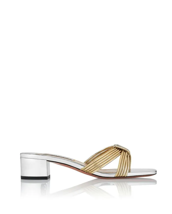 Film Sandal 35 Silver Women Aquazzura Slides and Mules Film Sandal 35 Silver Women Aquazzura Slides and Mules