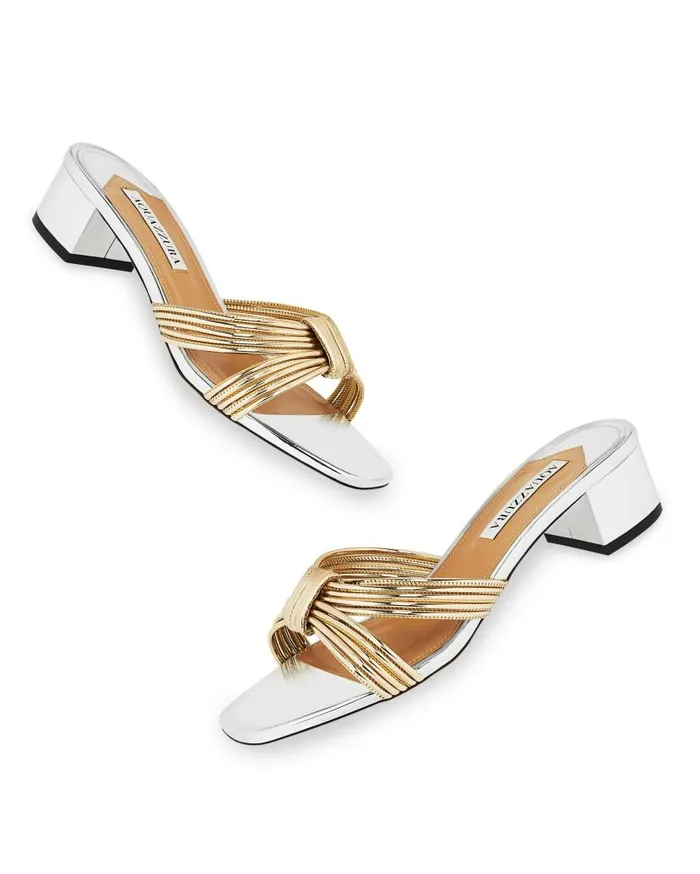Film Sandal 35 Silver Women Aquazzura Slides and Mules Film Sandal 35 Silver Women Aquazzura Slides and Mules