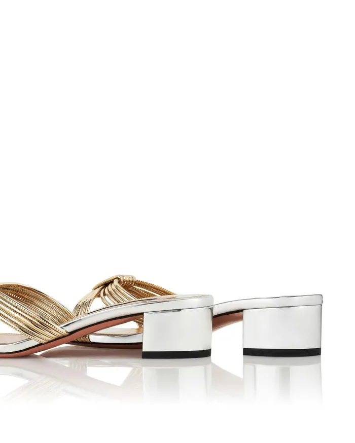 Film Sandal 35 Silver Women Aquazzura Slides and Mules Film Sandal 35 Silver Women Aquazzura Slides and Mules