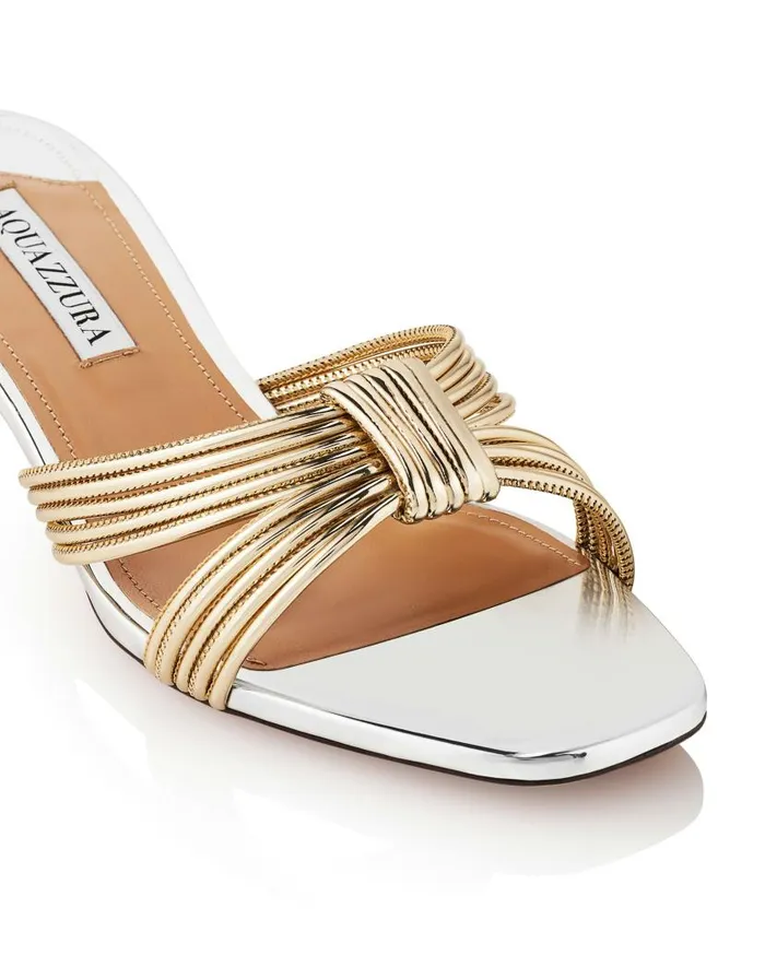 Film Sandal 35 Silver Women Aquazzura Slides and Mules Film Sandal 35 Silver Women Aquazzura Slides and Mules