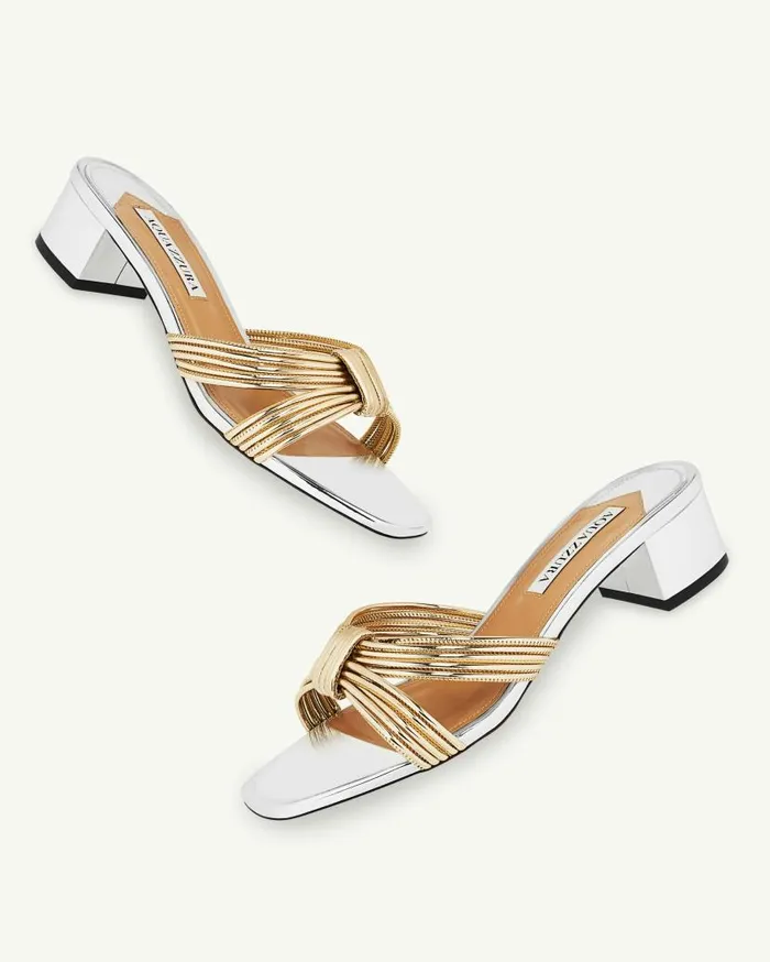 Film Sandal 35 Silver Women Aquazzura Slides and Mules Film Sandal 35 Silver Women Aquazzura Slides and Mules
