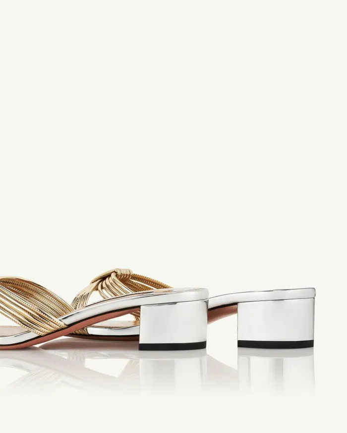 Film Sandal 35 Silver Women Aquazzura Slides and Mules Film Sandal 35 Silver Women Aquazzura Slides and Mules
