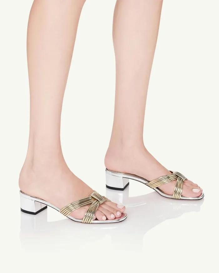 Film Sandal 35 Silver Women Aquazzura Slides and Mules Film Sandal 35 Silver Women Aquazzura Slides and Mules