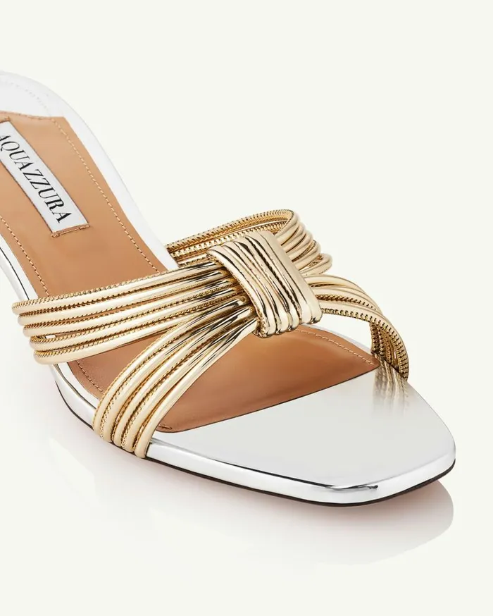 Film Sandal 35 Silver Women Aquazzura Slides and Mules Film Sandal 35 Silver Women Aquazzura Slides and Mules
