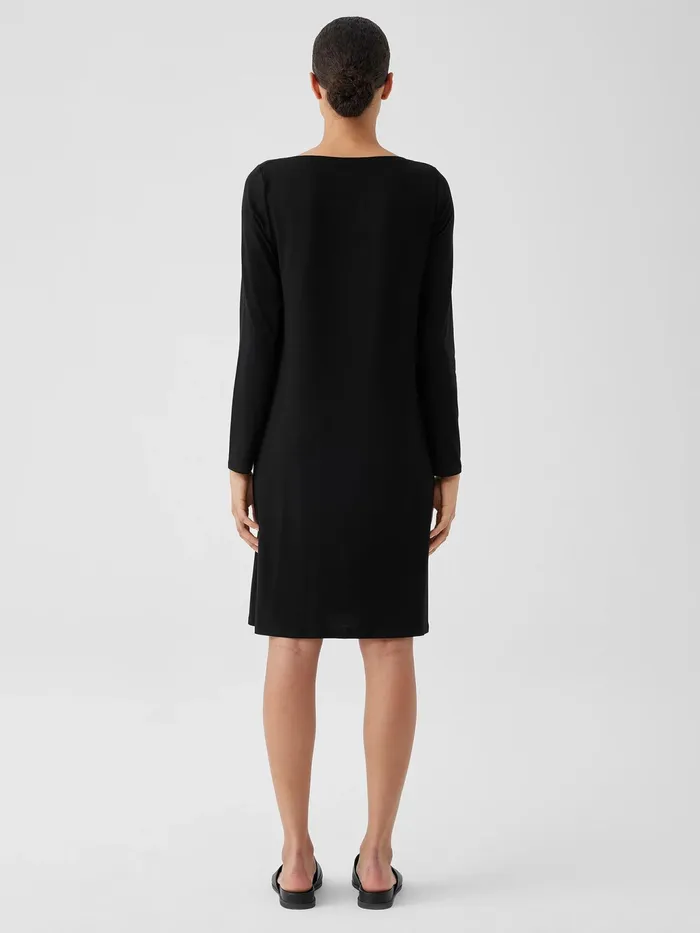 Fine Jersey Cowl Neck Dress Black Women Eileen Fisher Dresses and Skirts