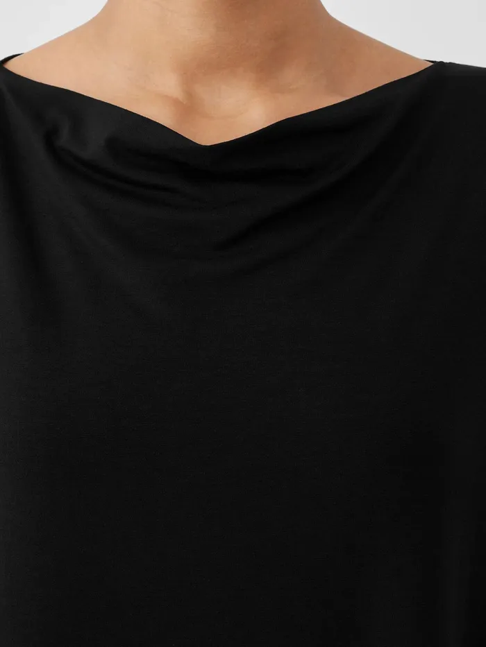 Fine Jersey Cowl Neck Dress Black Women Eileen Fisher Dresses and Skirts