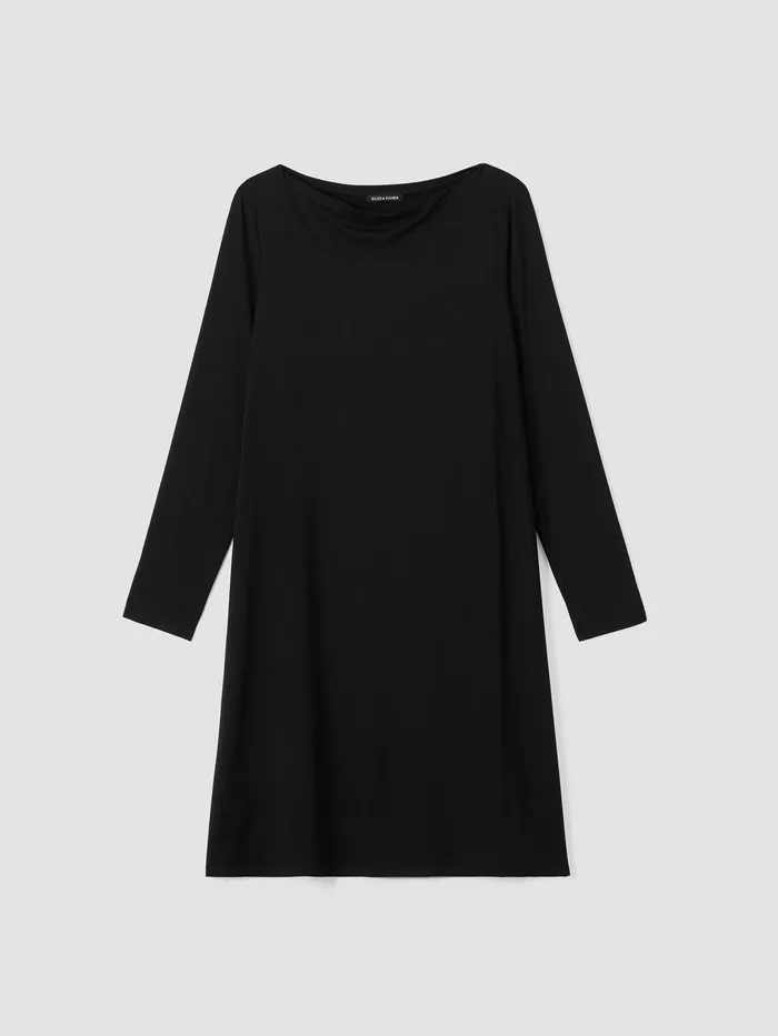 Fine Jersey Cowl Neck Dress Black Women Eileen Fisher Dresses and Skirts