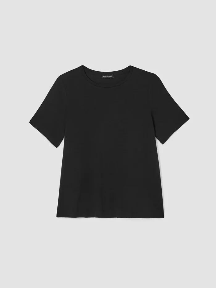 Fine Jersey Crew Neck Tee Black Women Eileen Fisher Tops and Tees