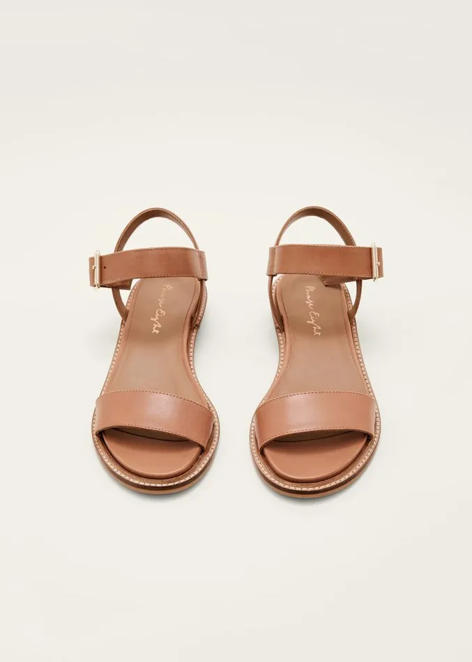 Flat Buckle Sandal Tan Women Phase Eight Sandals
