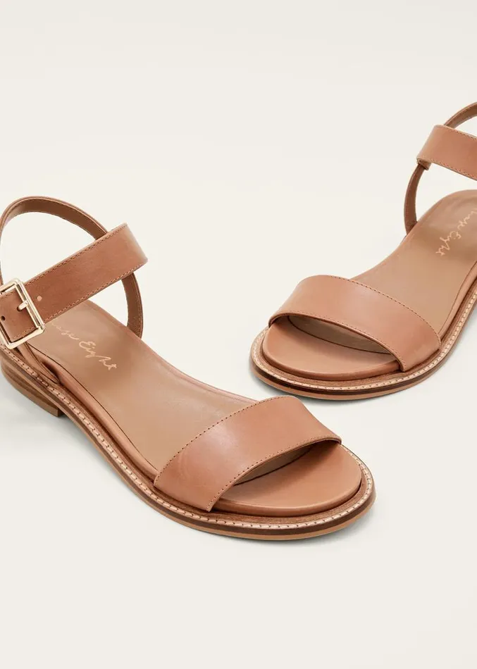 Flat Buckle Sandal Tan Women Phase Eight Sandals