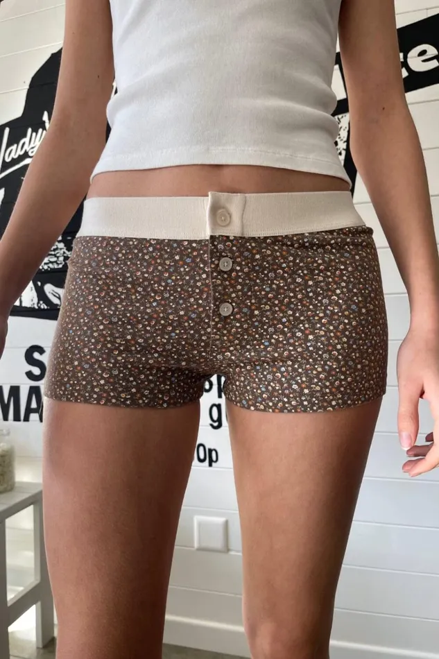 Floral Boyshort Underwear Brown Women Brandy Melville Intimates
