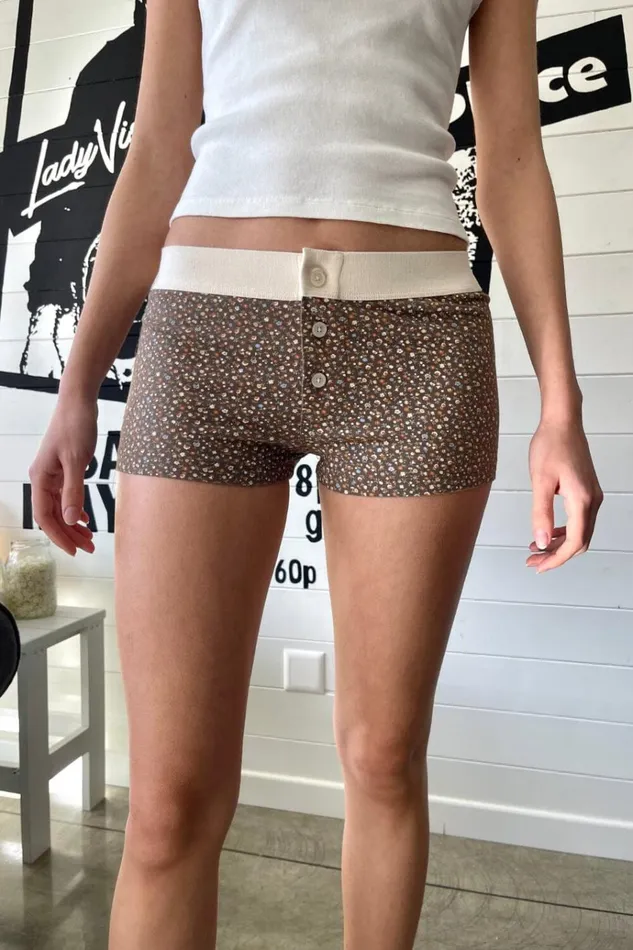 Floral Boyshort Underwear Brown Women Brandy Melville Intimates
