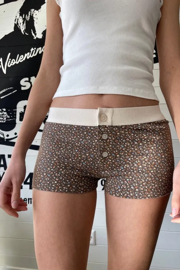 Floral Boyshort Underwear Brown Women Brandy Melville Intimates