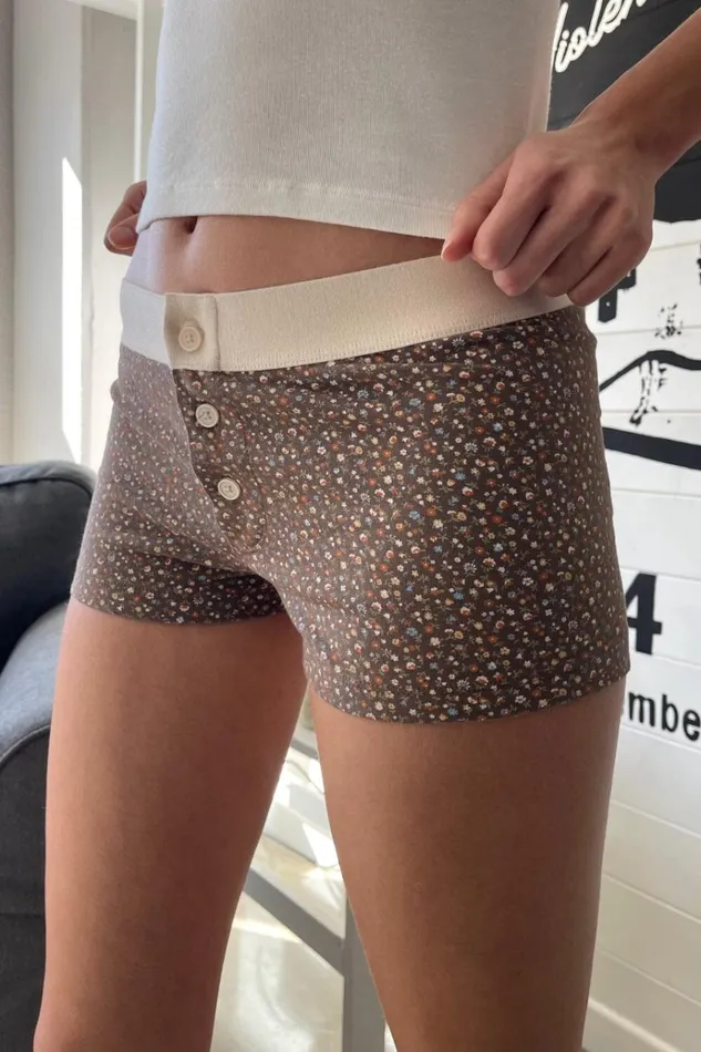 Floral Boyshort Underwear Brown Women Brandy Melville Intimates