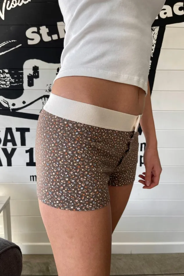 Floral Boyshort Underwear Brown Women Brandy Melville Intimates