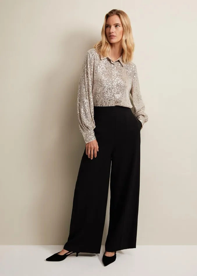 Florentine Wide Leg Trousers Black Women Phase Eight Trousers