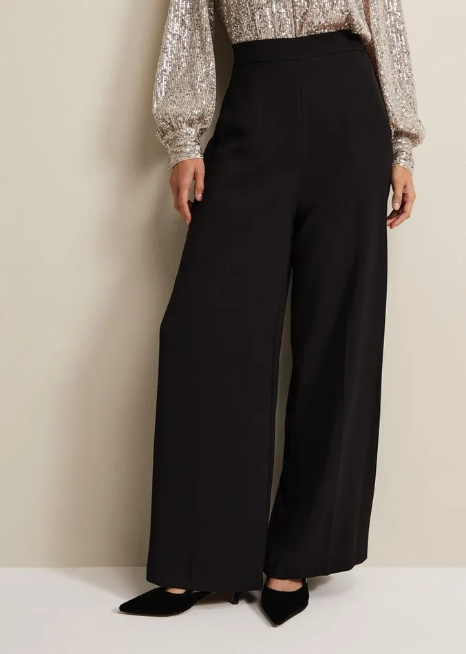 Florentine Wide Leg Trousers Black Women Phase Eight Trousers