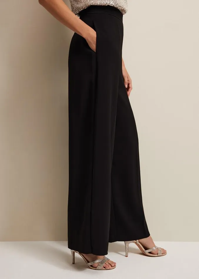 Florentine Wide Leg Trousers Black Women Phase Eight Trousers