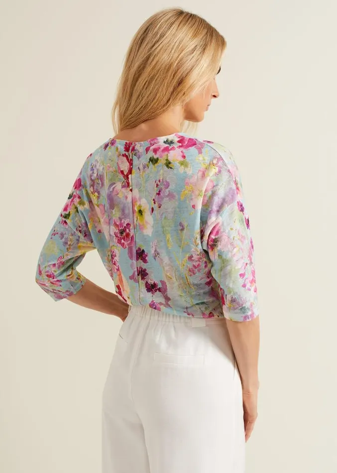Flossie Floral Linen Top Multicoloured Women Phase Eight Tops and TShirts