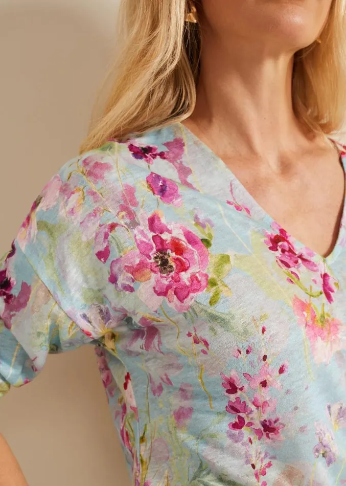 Flossie Floral Linen Top Multicoloured Women Phase Eight Tops and TShirts