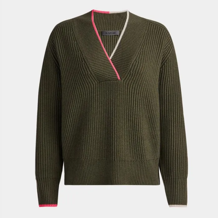 GFORE CHUNKY RIB MERINO WOOL RELAXED FIT V NECK SWEATER Isle Women Sweaters