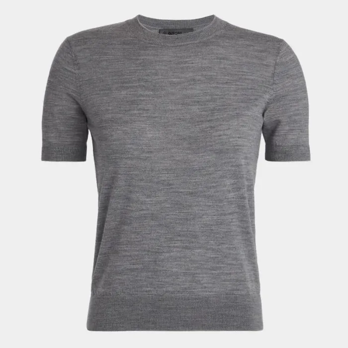 GFORE MERINO WOOL EASY CARE SHORT SLEEVE OPS SWEATER Heather Grey Women Sweaters