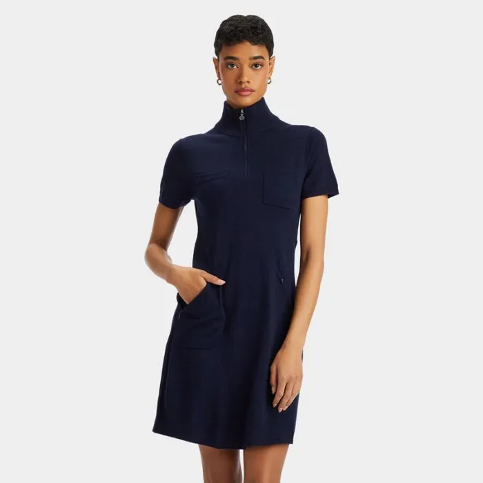 GFORE MERINO WOOL QUARTER ZIP POLO SWEATER DRESS Twilight Women Sweaters