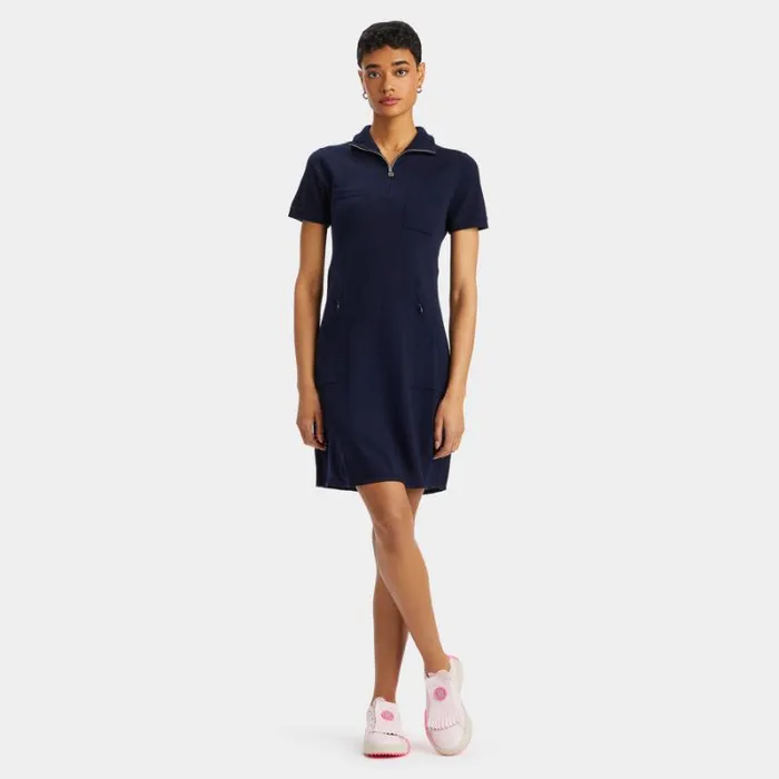 GFORE MERINO WOOL QUARTER ZIP POLO SWEATER DRESS Twilight Women Sweaters