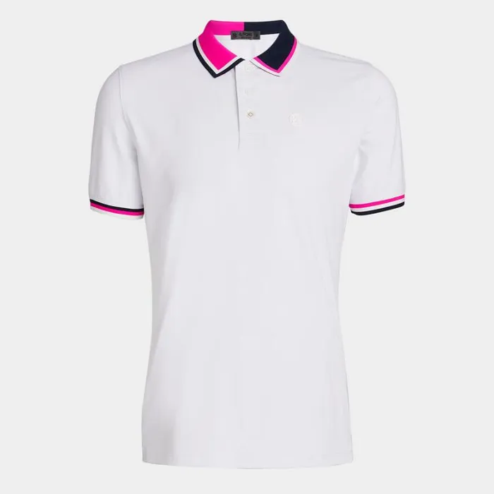 GFORE TWO TONE BANDED SLEEVE TECH PIQU POLO Snow Men Polos and Shirts
