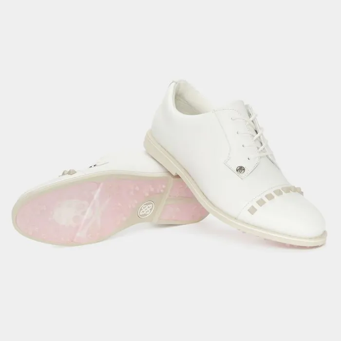 GFORE WOMEN039S GALLIVANTER PEBBLE LEATHER STUD CAP TOE GOLF SHOE Stone Women Golf Shoes