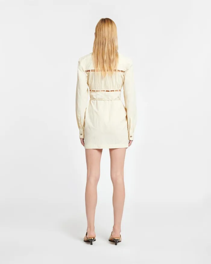 Genea Pleated Poplin Shirt Dress Creme Women Nanushka Dresses