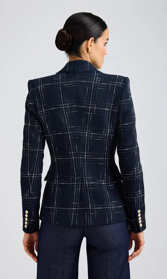 Generation Love Clothing Blazers and Jackets Aimee Windowpane Tweed Blazer Navywhite 8211 Women