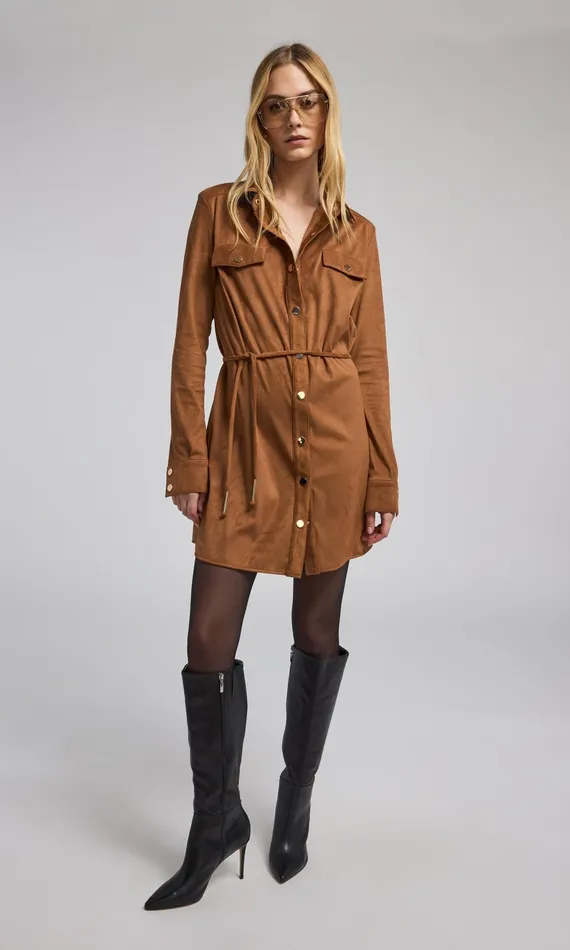 Generation Love Clothing Dresses Yindi Vegan Suede Dress Whiskey 8211 Women