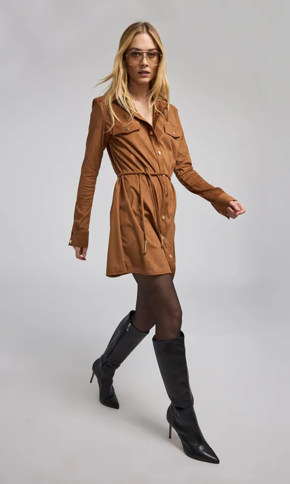 Generation Love Clothing Dresses Yindi Vegan Suede Dress Whiskey 8211 Women