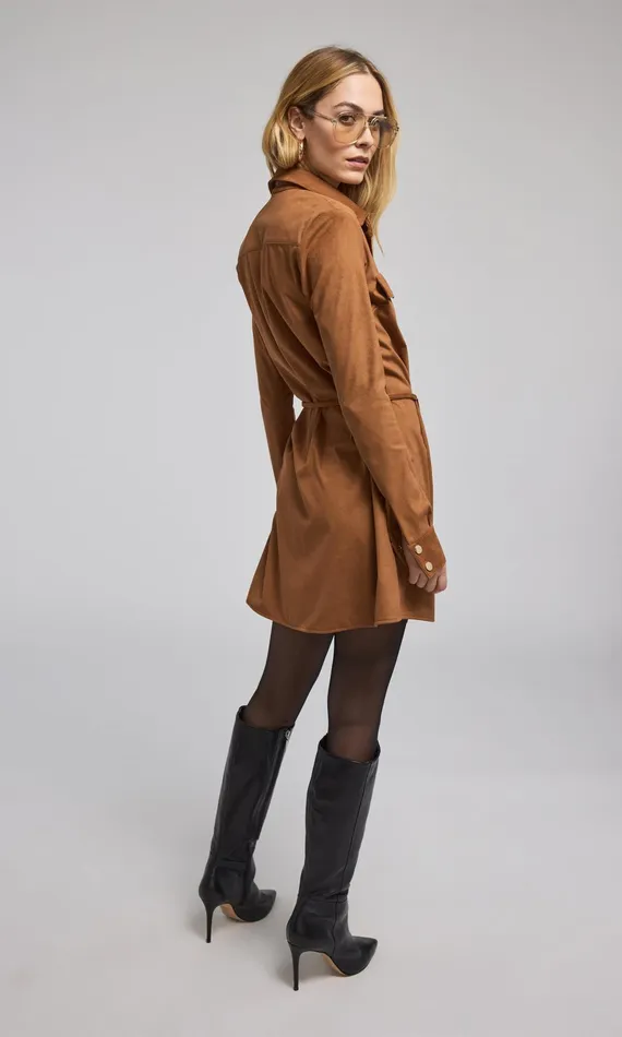 Generation Love Clothing Dresses Yindi Vegan Suede Dress Whiskey 8211 Women
