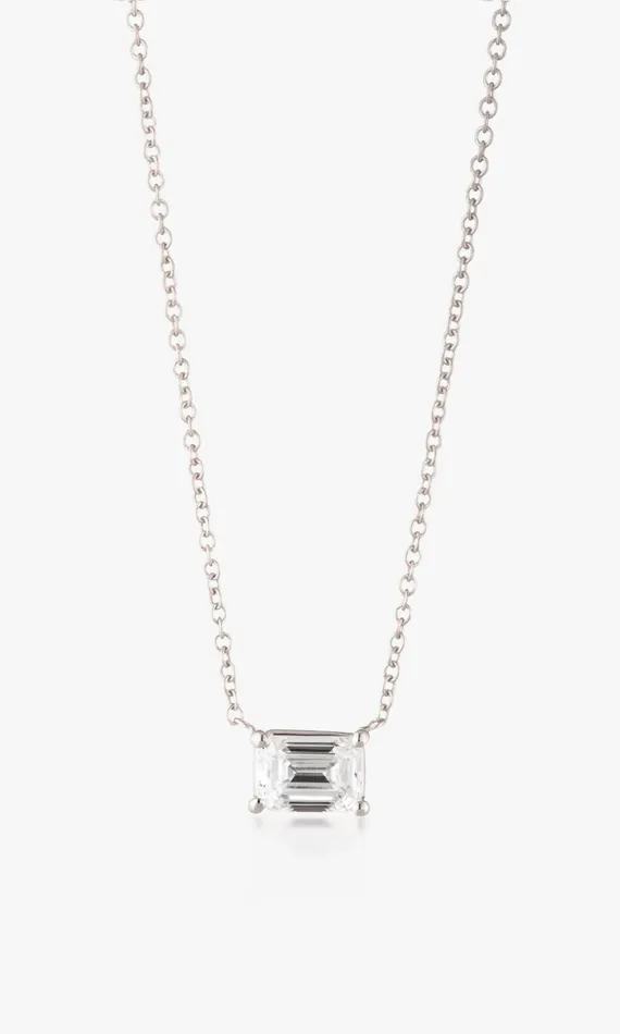 Generation Love Clothing Fine Jewelry Cherie Emerald Cut East West Pendant 101 Carat White Gold 8211 Women